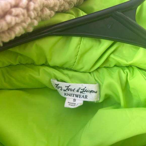 For Love And Lemons Tan and Green Teddy Jacket - Picture 5 of 5